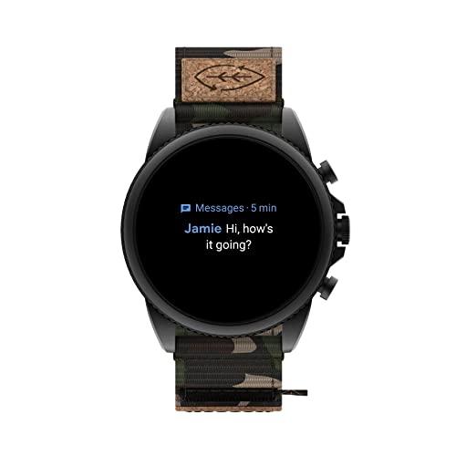 Fossil Men's Gen 6 44mm Stainless Steel and Silicone Touchscreen Smart Watch, Color: Black (Model: FTW4061V)