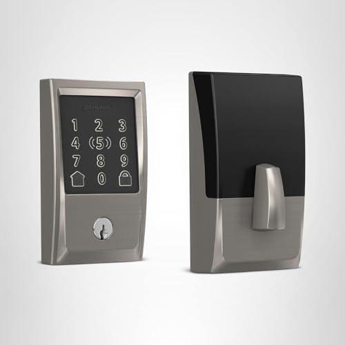 Schlage Encode Plus Smart Wi-Fi Lock for Front Door, Keyless Entry Deadbolt, Unlock with Apple Watch, Built-in WiFi and App Control, Easy Install, Alexa & Apple HomeKit Compatible, Satin Nickel