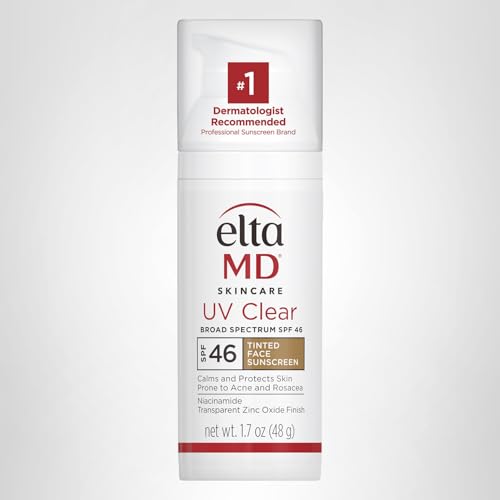 EltaMD UV Clear Tinted Face Sunscreen SPF 46, Oil Free Sunscreen for Sensitive Skin with Zinc Oxide, Dermatologist Recommended