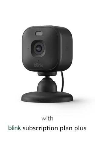 Blink Mini 2K+ (newest model) – Plug-in Home & Pet Indoor Security Camera with 2K video resolution, night vision, enhanced audio, motion detection – 2 cameras (Black)