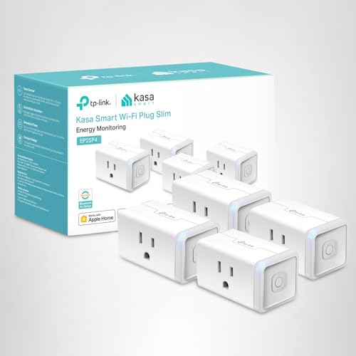 Kasa Smart Plug Mini 15A, Apple HomeKit Supported, Smart Outlet Works with Siri, Alexa & Google Home, UL Certified, App Control, Scheduling, Timer, 2.4G WiFi Only, 4 Count (Pack of 1) (EP25P4), White