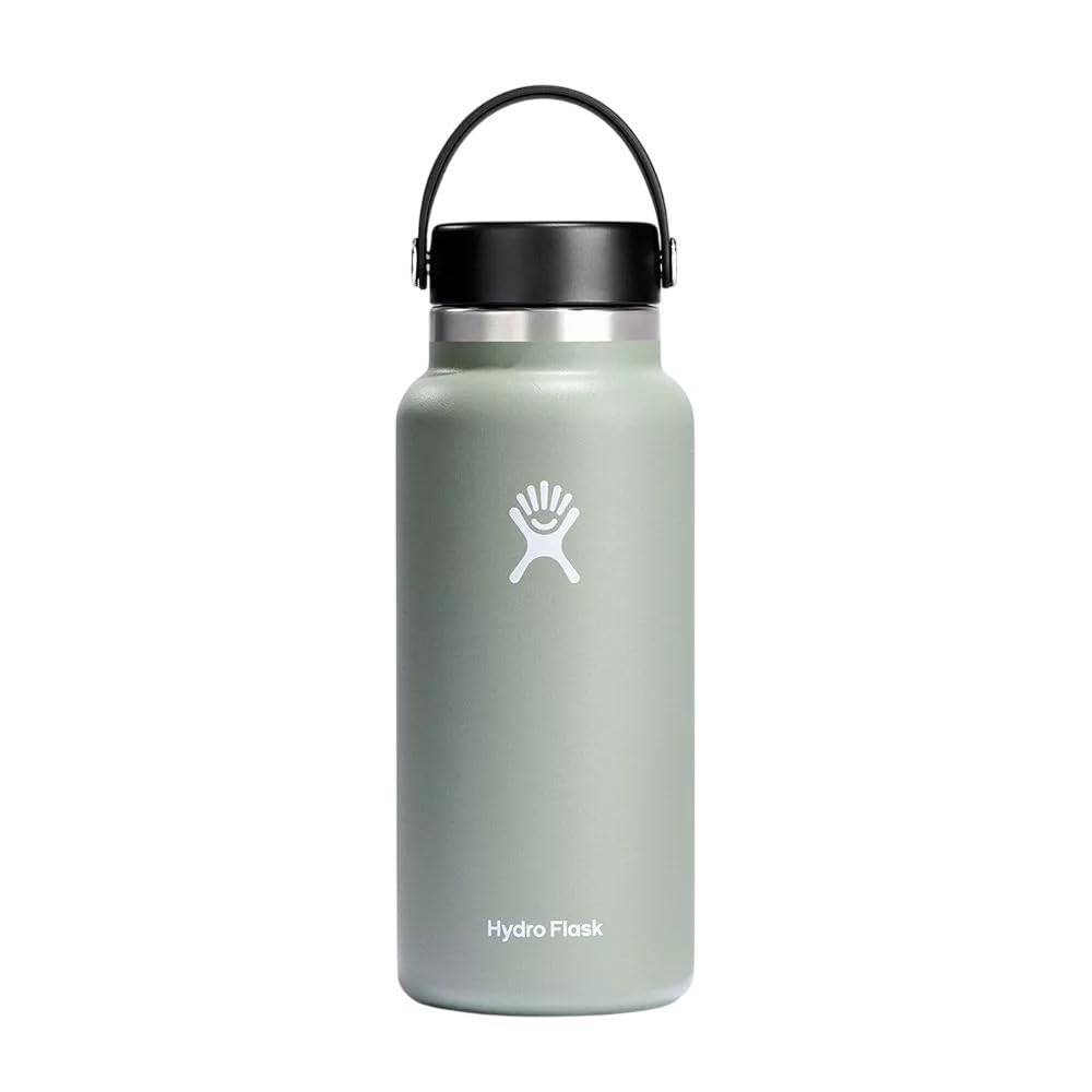 Hydro Flask Water Bottle - Insulated Stainless Steel - Wide Mouth Flex Lid, Non Spill, Leakproof and Refillable in 32 Oz White