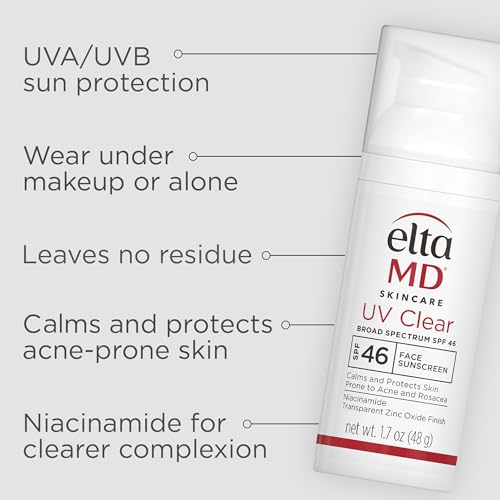 EltaMD UV Clear Tinted Face Sunscreen SPF 46, Oil Free Sunscreen for Sensitive Skin with Zinc Oxide, Dermatologist Recommended
