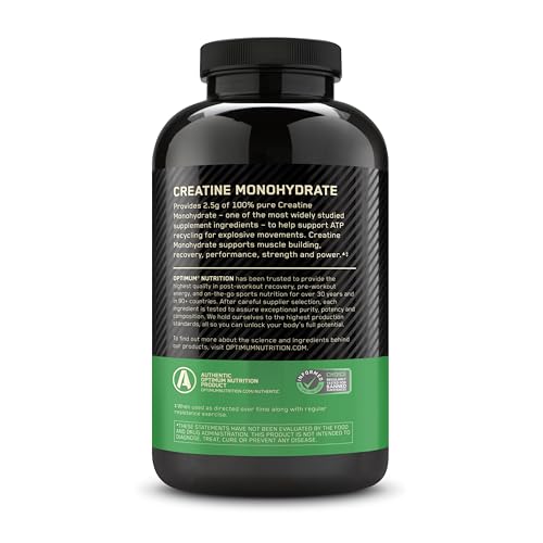 Optimum Nutrition Micronized Creatine Monohydrate Powder, Unflavored, 120 Servings, 600 Grams (Packaging May Vary)