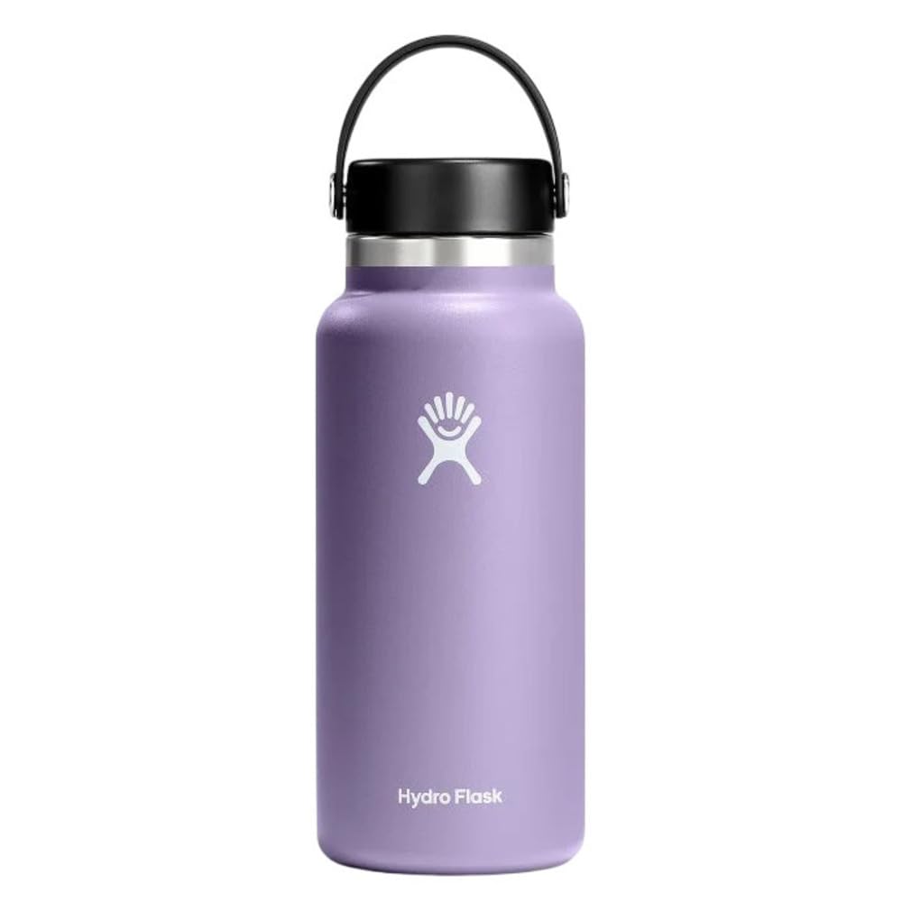 Hydro Flask Water Bottle - Insulated Stainless Steel - Wide Mouth Flex Lid, Non Spill, Leakproof and Refillable in 32 Oz White