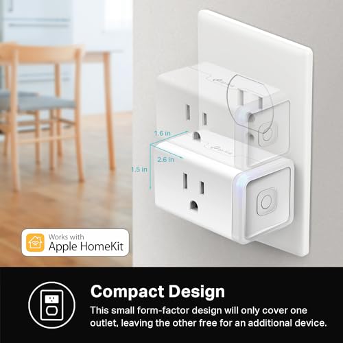 Kasa Smart Plug Mini 15A, Apple HomeKit Supported, Smart Outlet Works with Siri, Alexa & Google Home, UL Certified, App Control, Scheduling, Timer, 2.4G WiFi Only, 4 Count (Pack of 1) (EP25P4), White