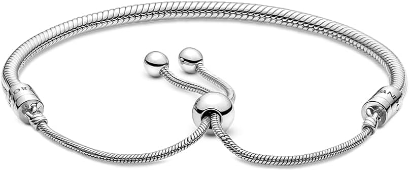 PANDORA Moments Snake Chain Slider Bracelet - Charm Bracelet for Women - Sterling Silver with Clear Cubic Zirconia - 11"