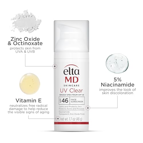 EltaMD UV Clear Tinted Face Sunscreen SPF 46, Oil Free Sunscreen for Sensitive Skin with Zinc Oxide, Dermatologist Recommended