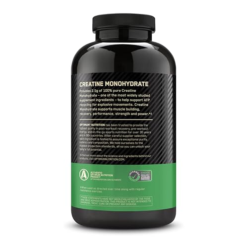 Optimum Nutrition Micronized Creatine Monohydrate Powder, Unflavored, 120 Servings, 600 Grams (Packaging May Vary)