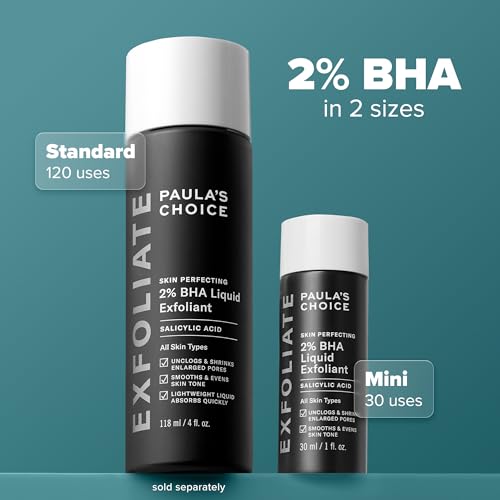 Paula's Choice SKIN PERFECTING 2% BHA Liquid Exfoliant with Salicylic Acid, Facial Polish for Enlarged Pores, Wrinkles & Fine Lines, Suitable for Blackhead-Prone Skin, Fragrance-Free