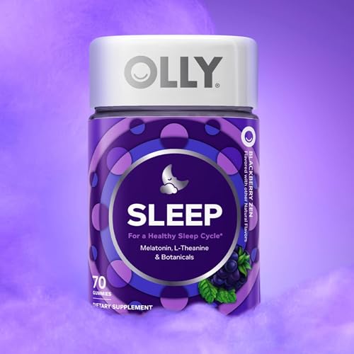OLLY Restful Sleep Gummy Supplement with Melatonin & L-Theanine Chamomile, Blackberry Zen, 50 Gummies (25 Day Supply) Supports a Healthy Sleep Cycle* (Packaging May Vary)
