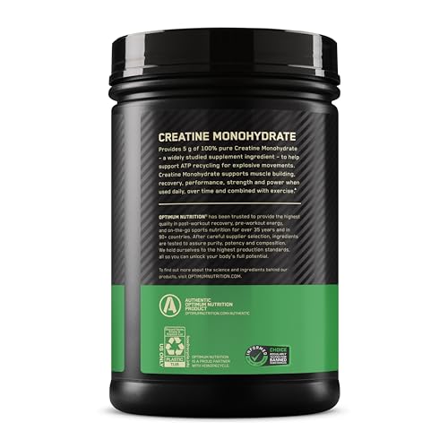 Optimum Nutrition Micronized Creatine Monohydrate Powder, Unflavored, 120 Servings, 600 Grams (Packaging May Vary)