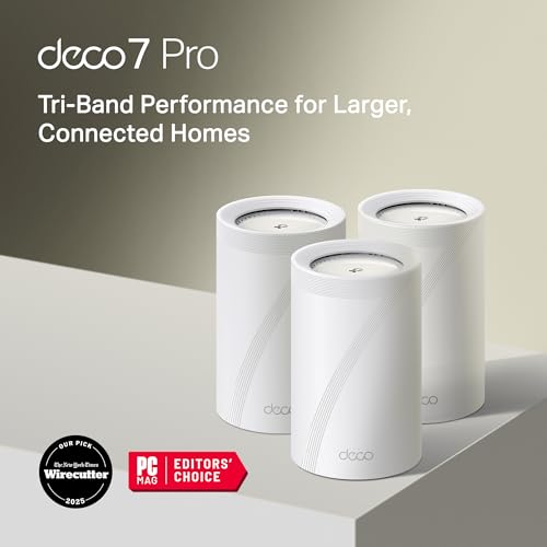TP-Link Deco XE75 AXE5400 Tri-Band WiFi 6E Mesh System - Wi-Fi up to 7200 Sq.Ft, Engadget Rated Best Mesh for Most People, Replaces WiFi Router and Extender, AI-Driven Mesh New 6GHz Band, 3-Pack