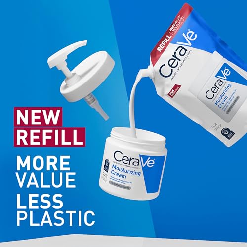 CeraVe Moisturizing Cream, Body and Face Moisturizer for Dry Skin, Body Cream with Hyaluronic Acid and Ceramides, Daily Moisturizer, Oil-Free, Fragrance Free, Non-Comedogenic, 19 Ounce