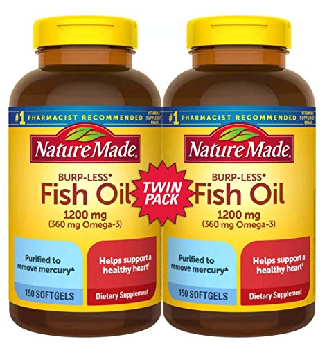 Nature Made Fish Oil Omega 3 Supplements, 1200 mg Softgels, Omega 3 Fish Oil for Healthy Heart Support, 230 Softgels, 115 Day Supply