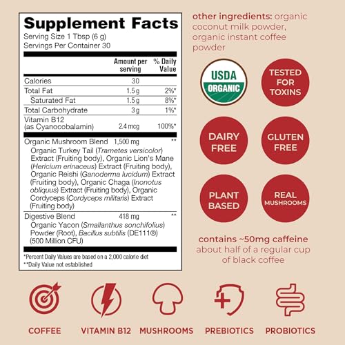 Four Sigmatic Original Mushroom Coffee | High Dose Lion's Mane, Chaga, Turkey Tail, Cordyceps and Reishi | Energy, Focus & Immune Support | 30 Servings