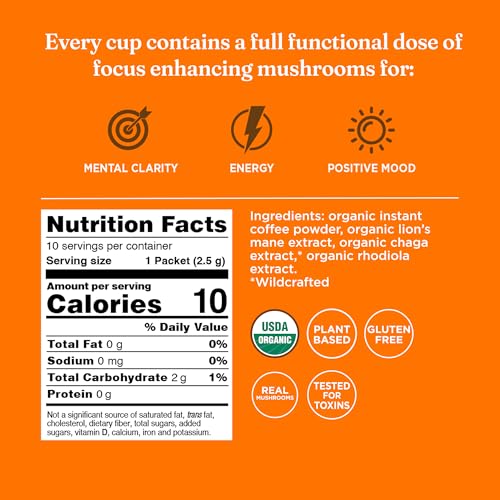 Four Sigmatic Original Mushroom Coffee | High Dose Lion's Mane, Chaga, Turkey Tail, Cordyceps and Reishi | Energy, Focus & Immune Support | 30 Servings