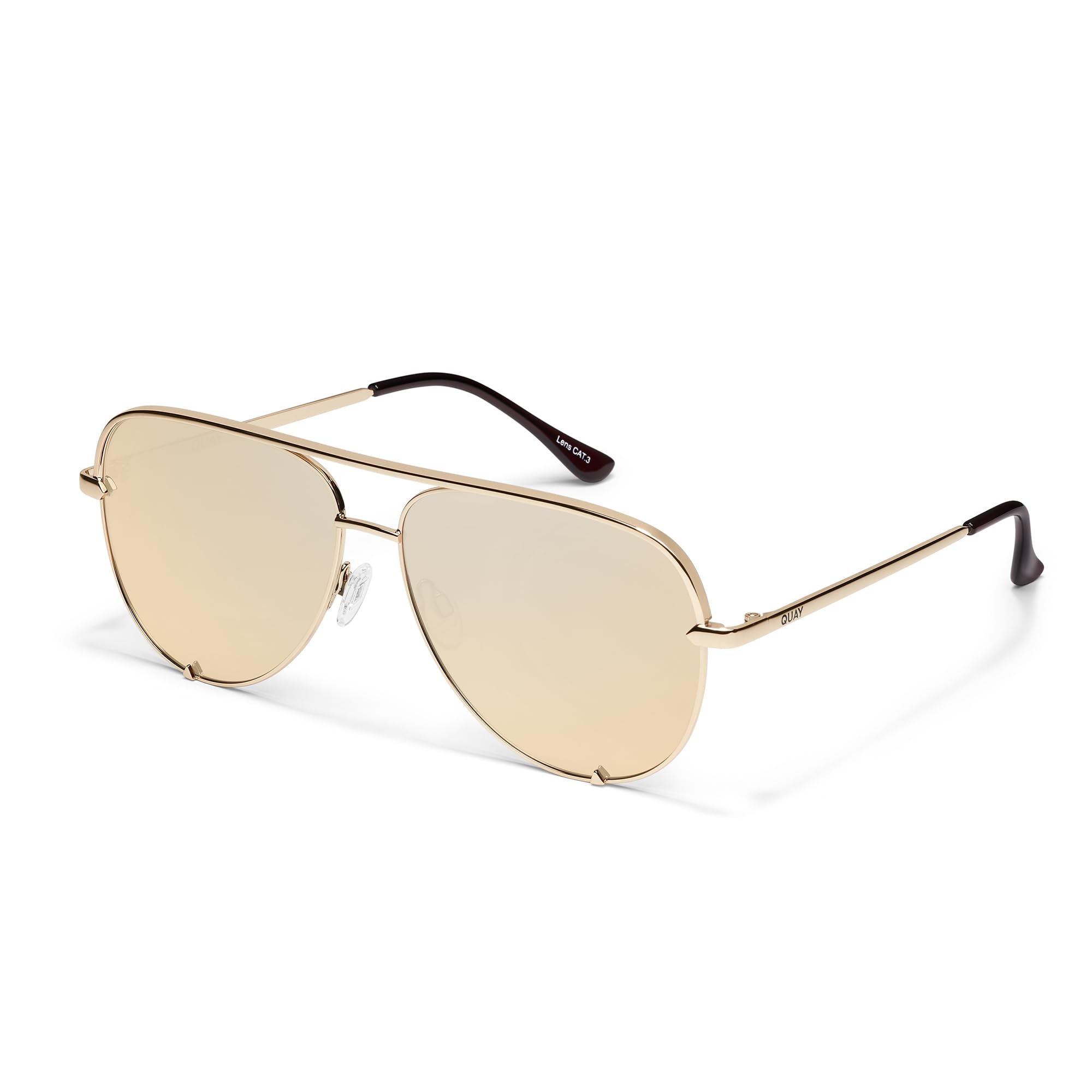 QUAY High Key Polarized Aviator Sunglasses, Oversized, Stylish Sunglasses with UV Protection, Unisex Aviators for Men & Women
