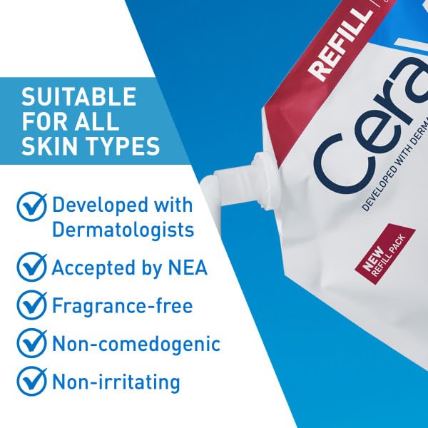 CeraVe Moisturizing Cream, Body and Face Moisturizer for Dry Skin, Body Cream with Hyaluronic Acid and Ceramides, Daily Moisturizer, Oil-Free, Fragrance Free, Non-Comedogenic, 19 Ounce