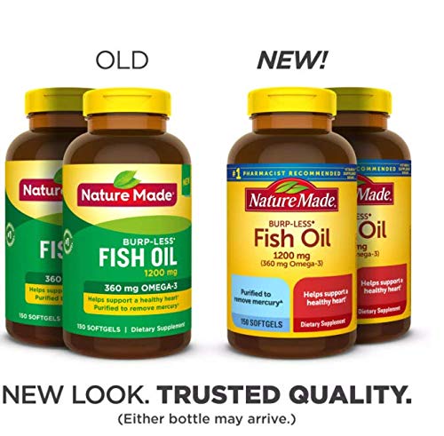 Nature Made Fish Oil Omega 3 Supplements, 1200 mg Softgels, Omega 3 Fish Oil for Healthy Heart Support, 230 Softgels, 115 Day Supply