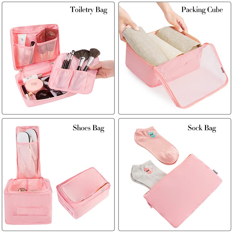 BAGAIL 8 Set Packing Cubes Luggage Packing Organizers for Travel Accessories-Cream