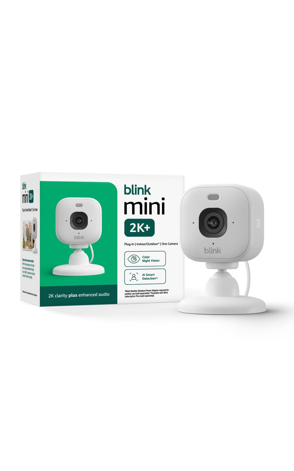 Blink Mini 2K+ (newest model) – Plug-in Home & Pet Indoor Security Camera with 2K video resolution, night vision, enhanced audio, motion detection – 2 cameras (Black)