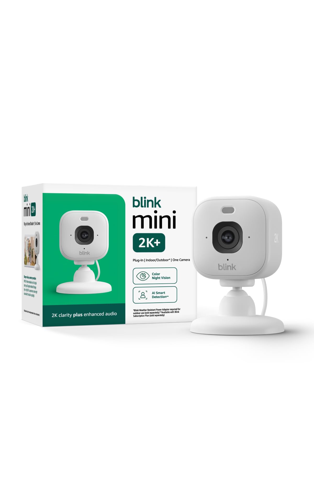 Blink Mini 2K+ (newest model) – Plug-in Home & Pet Indoor Security Camera with 2K video resolution, night vision, enhanced audio, motion detection – 2 cameras (Black)