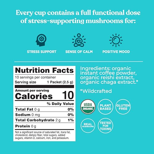 Four Sigmatic Original Mushroom Coffee | High Dose Lion's Mane, Chaga, Turkey Tail, Cordyceps and Reishi | Energy, Focus & Immune Support | 30 Servings