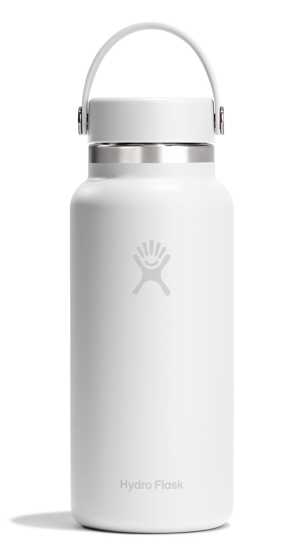 Hydro Flask Water Bottle - Insulated Stainless Steel - Wide Mouth Flex Lid, Non Spill, Leakproof and Refillable in 32 Oz White