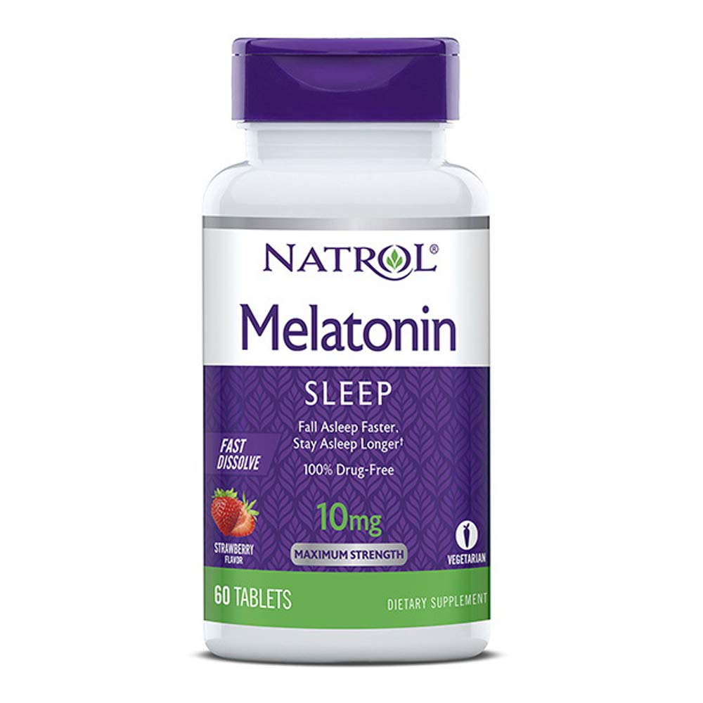 Natrol Melatonin 10mg Fast Dissolve Tablets - Strawberry Flavor, 100 Count, Sleep Support, Fast Dissolve Melatonin for Adults, 100-Day Supply