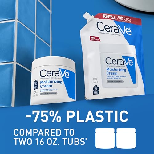 CeraVe Moisturizing Cream, Body and Face Moisturizer for Dry Skin, Body Cream with Hyaluronic Acid and Ceramides, Daily Moisturizer, Oil-Free, Fragrance Free, Non-Comedogenic, 19 Ounce
