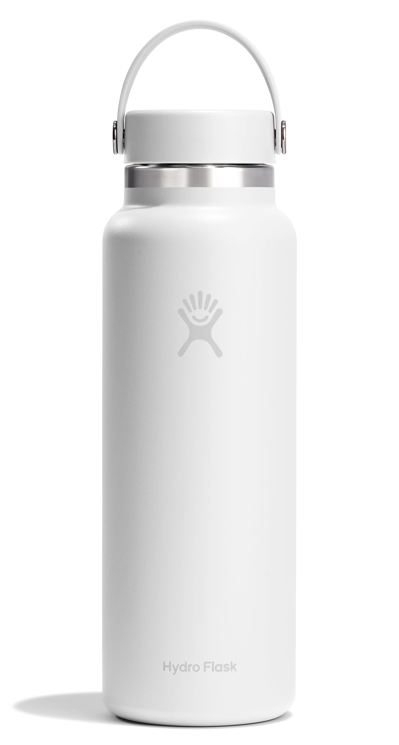 Hydro Flask Water Bottle - Insulated Stainless Steel - Wide Mouth Flex Lid, Non Spill, Leakproof and Refillable in 32 Oz White