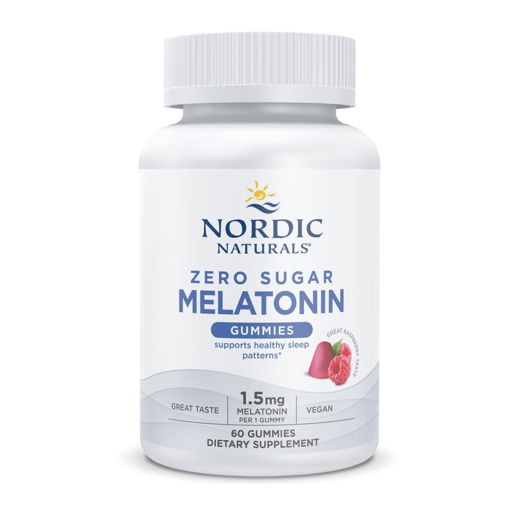 Nordic Naturals Zero Sugar Melatonin Gummies, Raspberry - 120 Gummies - 1.5 mg Melatonin - Great Taste - Restful Sleep, Antioxidant Support - Non-GMO, Vegan - 120 Servings