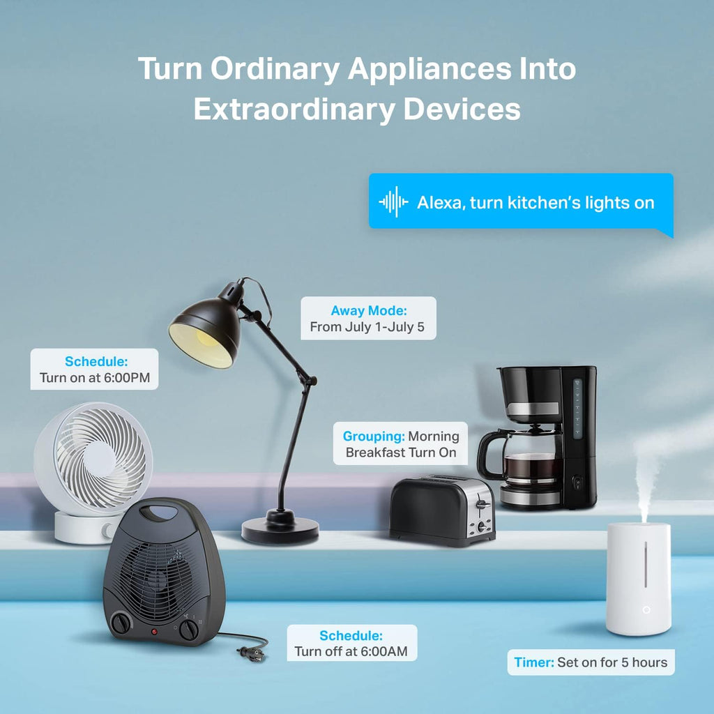 Kasa Smart Plug Mini 15A, Apple HomeKit Supported, Smart Outlet Works with Siri, Alexa & Google Home, UL Certified, App Control, Scheduling, Timer, 2.4G WiFi Only, 4 Count (Pack of 1) (EP25P4), White