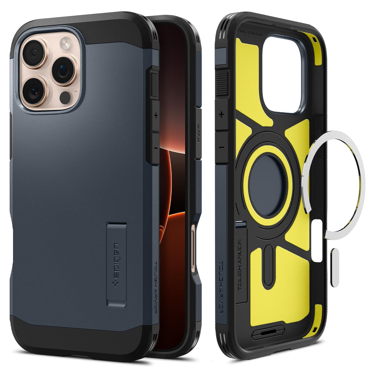 Spigen Tough Armor MagFit Designed for iPhone 15 Case (2023) [Kickstand] [Military-Grade Protection] Compatible with MagSafe - Black