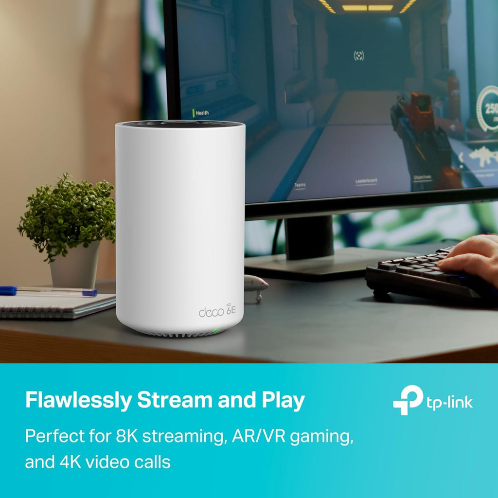 TP-Link Deco XE75 AXE5400 Tri-Band WiFi 6E Mesh System - Wi-Fi up to 7200 Sq.Ft, Engadget Rated Best Mesh for Most People, Replaces WiFi Router and Extender, AI-Driven Mesh New 6GHz Band, 3-Pack