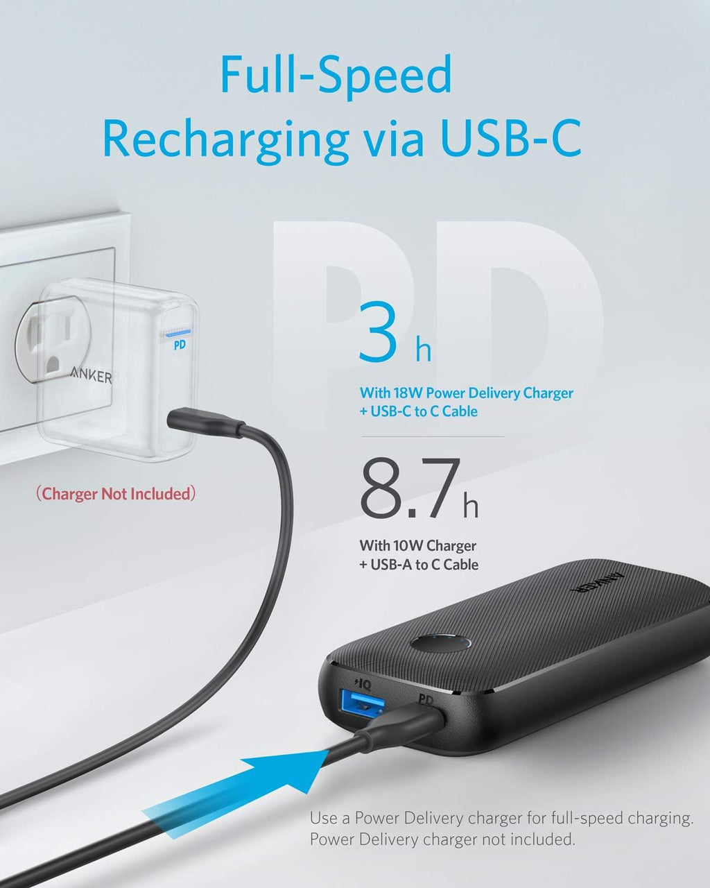 Anker PowerCore 10000 PD Redux, 10000mAh Power Bank USB-C Power Delivery (18W) Portable Charger for iPhone 11/11 Pro / 11 Pro Max / 8 / X/XS Samsung S10, Pixel 3/3XL, iPad Pro 2018, and More