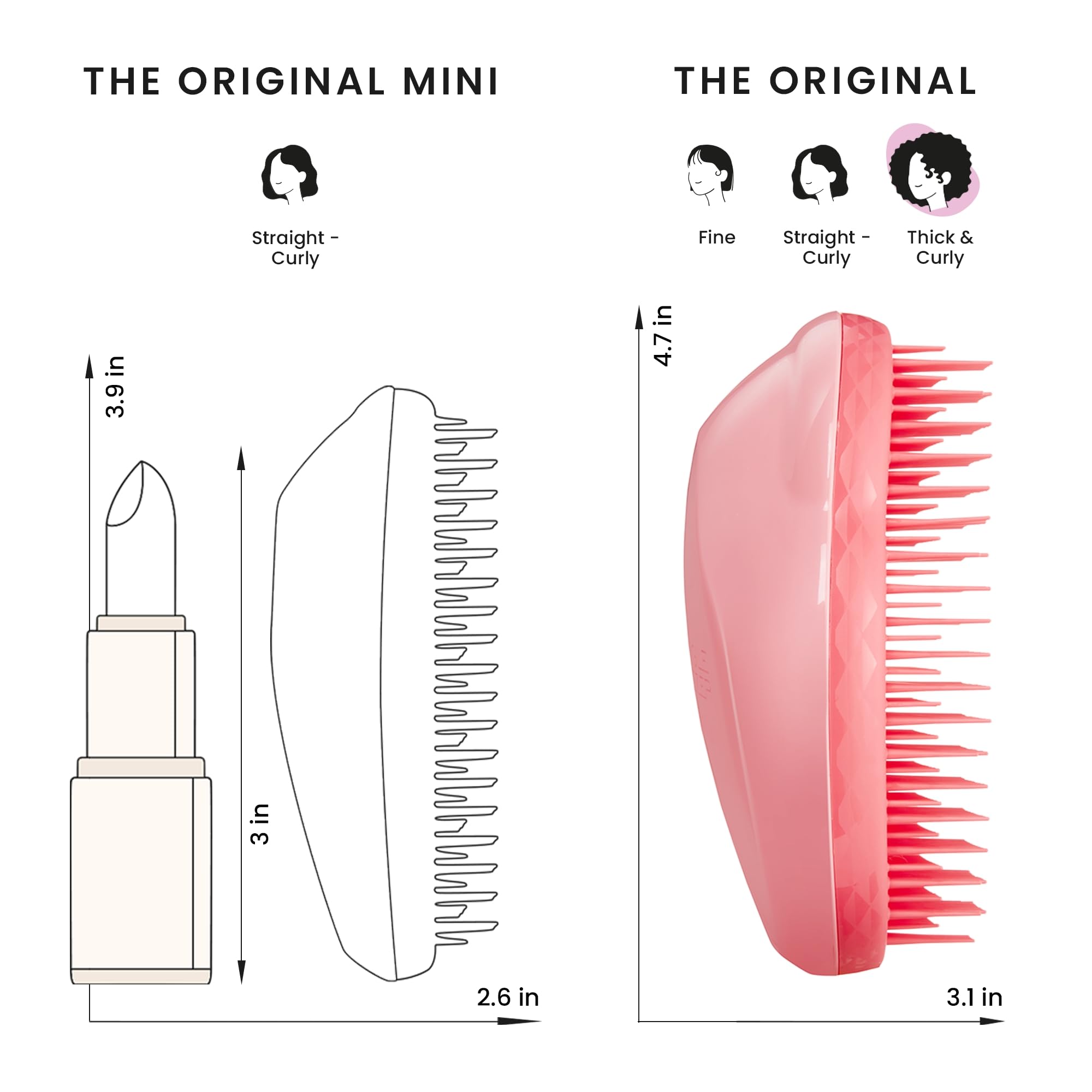 Tangle Teezer Original Detangler Brush, Dry & Wet Hairbrush for All Hair Types, Pink Fizz