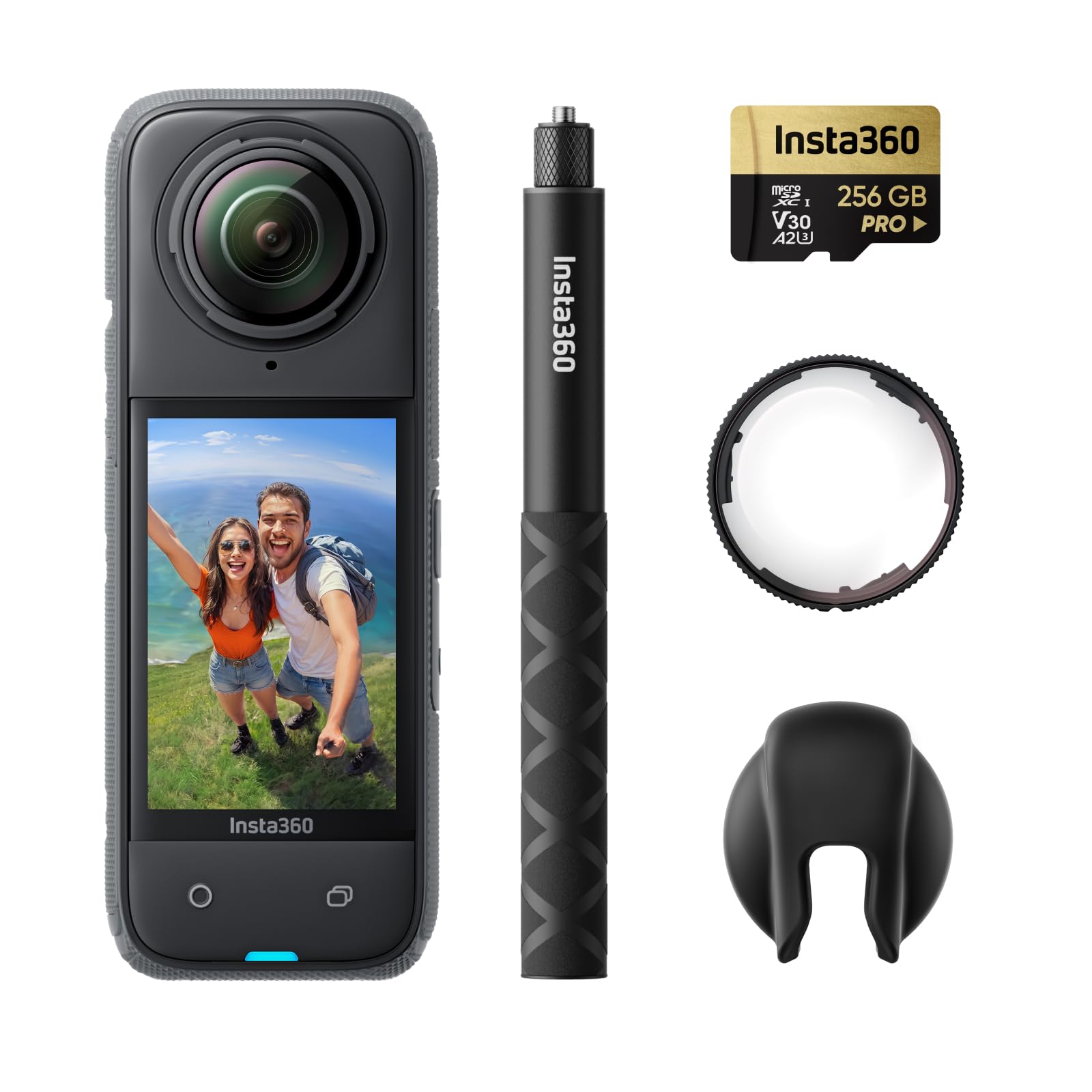 Insta360 X4 Standard Bundle - Waterproof 8K 360 Action Camera, 4K Wide-Angle Video, Invisible Selfie Stick Effect, Removable Lens Guards, 135 Min Battery Life, AI Editing, Stabilization