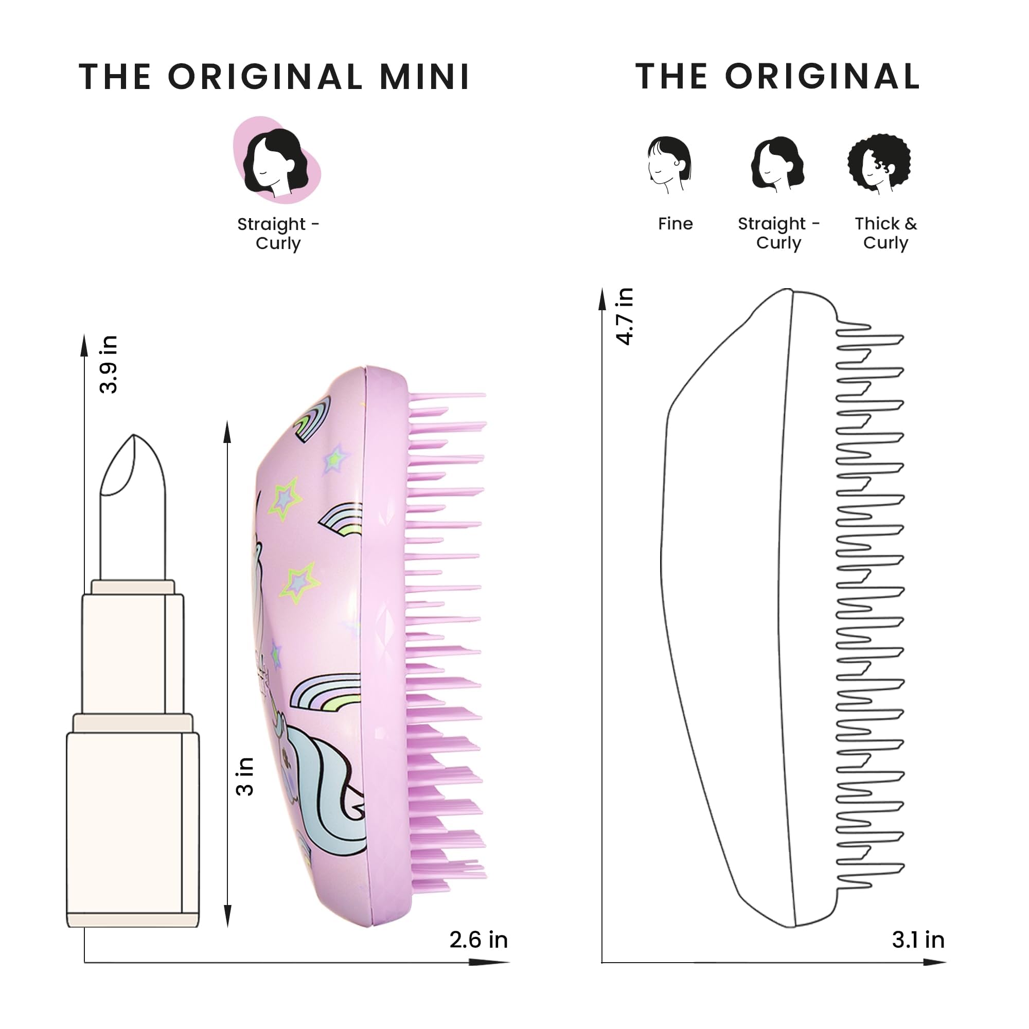 Tangle Teezer Original Detangler Brush, Dry & Wet Hairbrush for All Hair Types, Pink Fizz