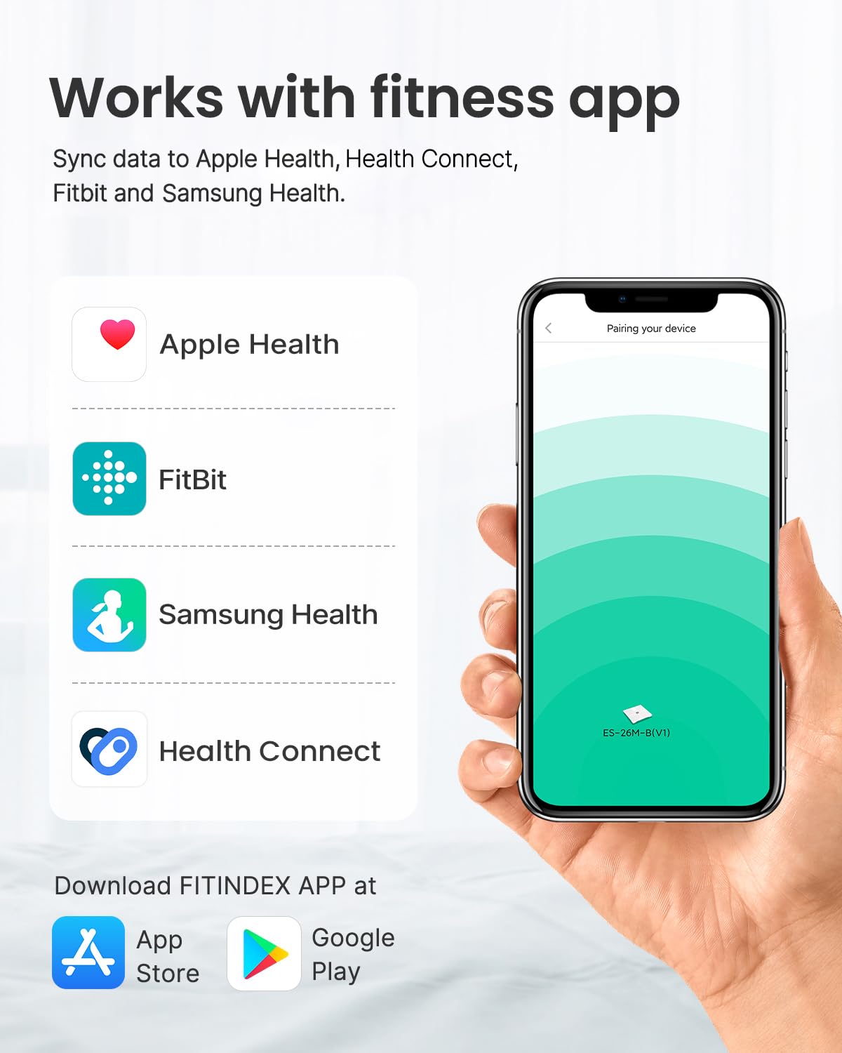 FITINDEX Smart Scale for Body Weight, Scale with BMI, Body Fat, Muscle Mass, Digital, Bathroom, Weighing, Bluetooth, Body Composition Monitor Health Analyzer with App, 400lb, Black