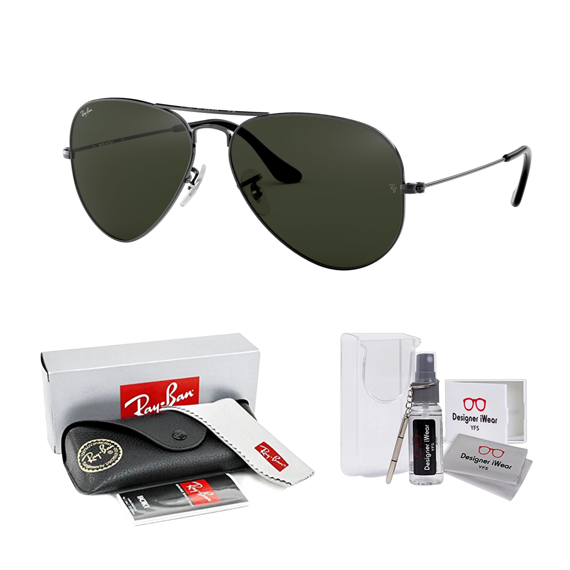 Ray-Ban RB3025 Metal Aviator Sunglasses For Men For Women +BUNDLE with ACCESSORY EYEWEAR KIT