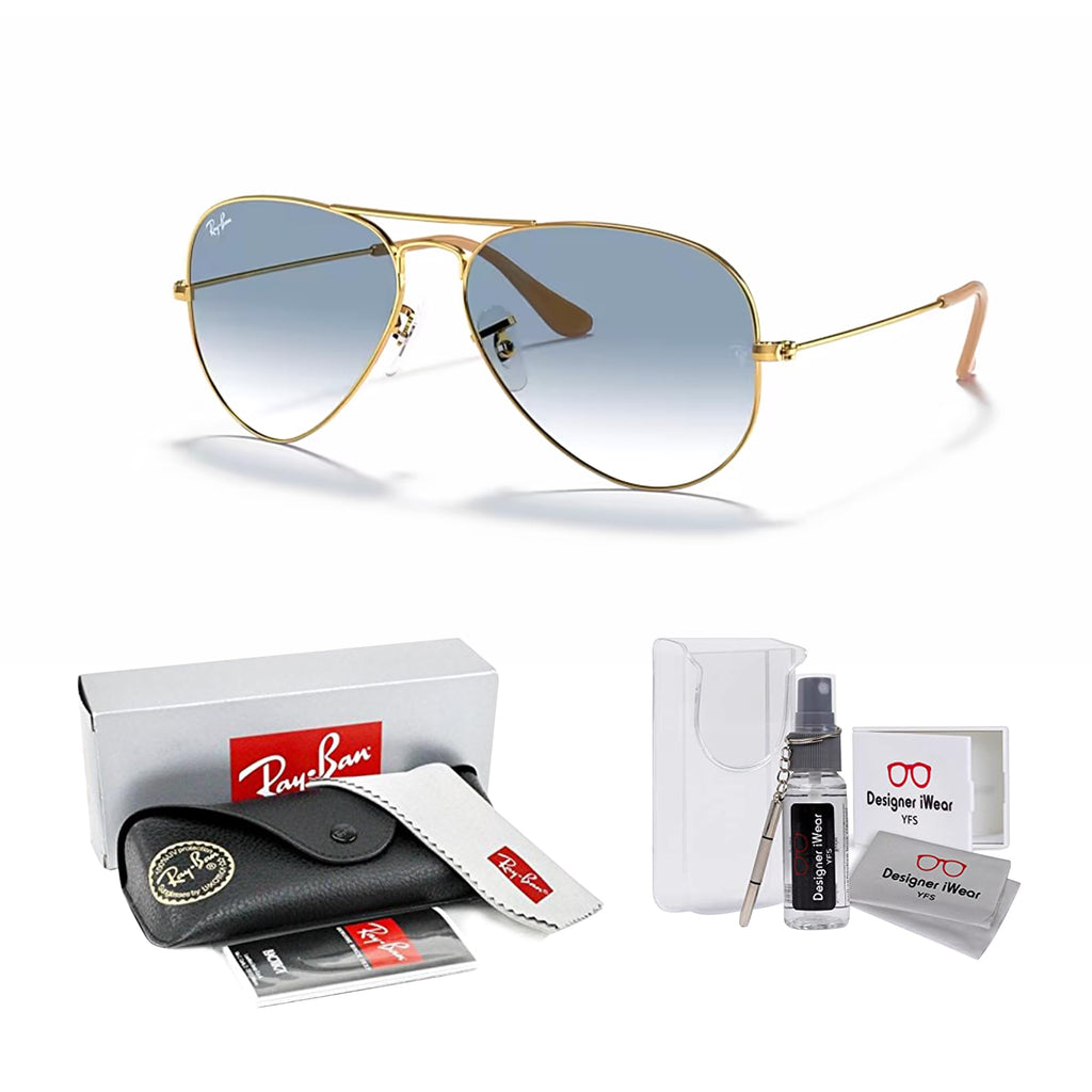 Ray-Ban RB3025 Metal Aviator Sunglasses For Men For Women +BUNDLE with ACCESSORY EYEWEAR KIT