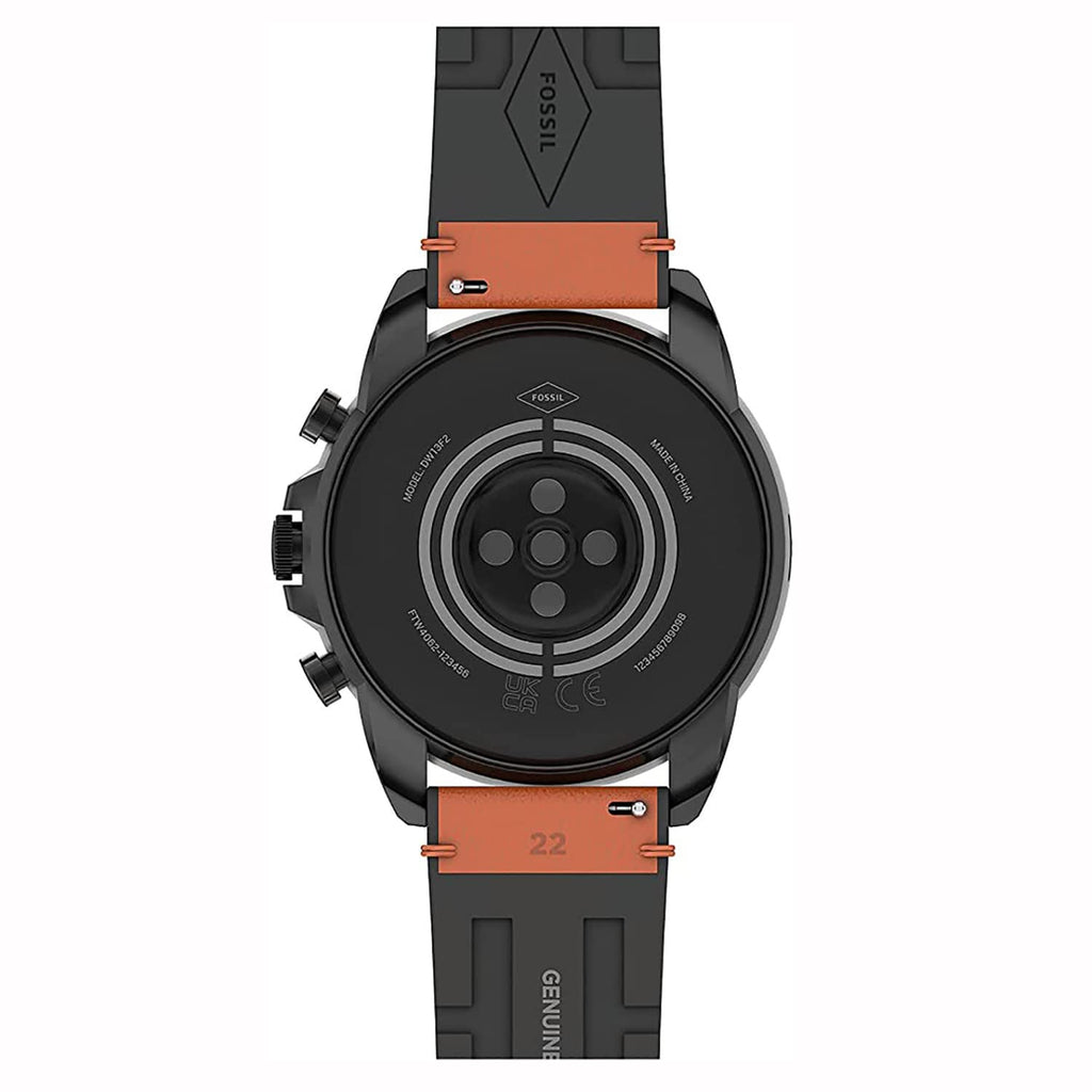 Fossil Men's Gen 6 44mm Stainless Steel and Silicone Touchscreen Smart Watch, Color: Black (Model: FTW4061V)