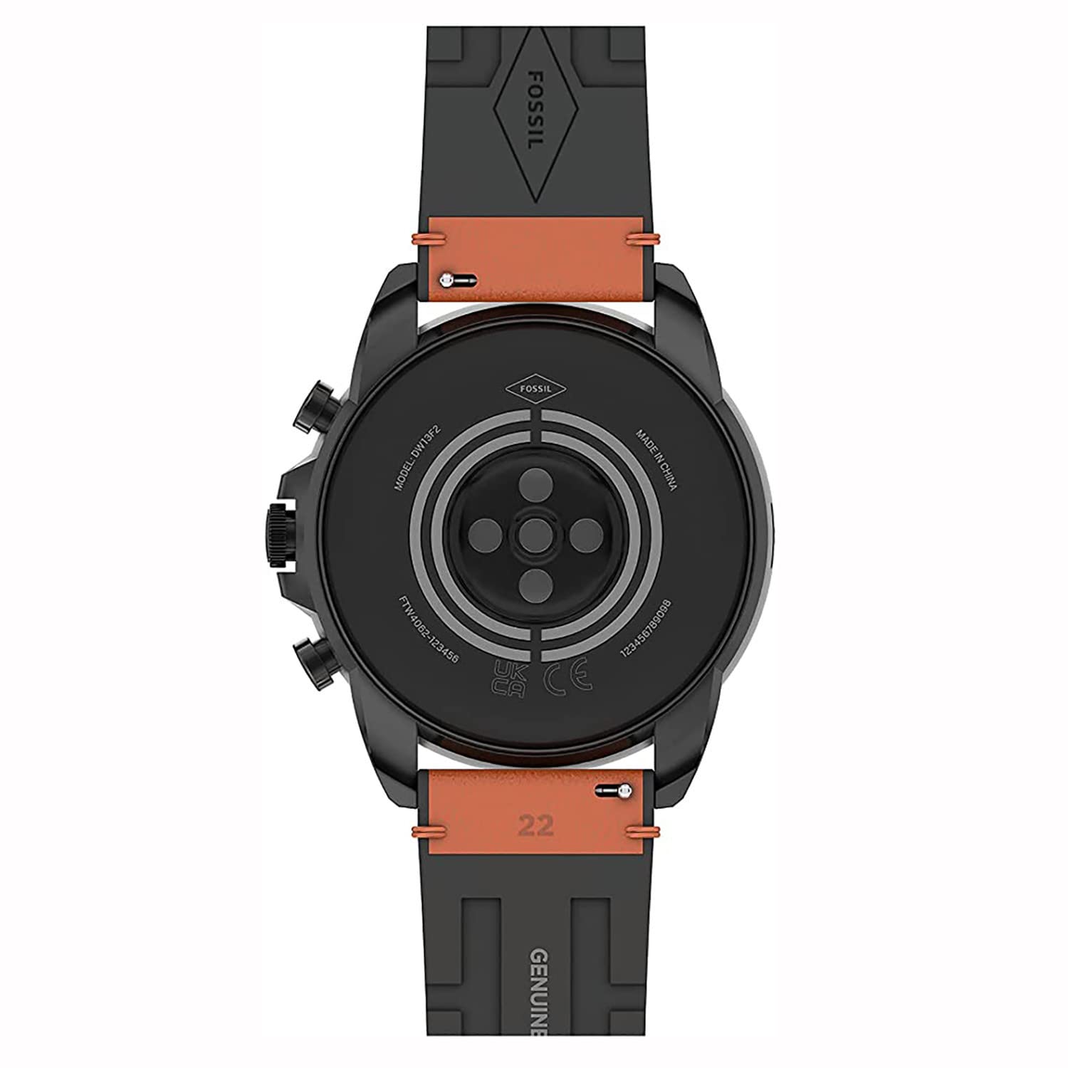 Fossil Men's Gen 6 44mm Stainless Steel and Silicone Touchscreen Smart Watch, Color: Black (Model: FTW4061V)