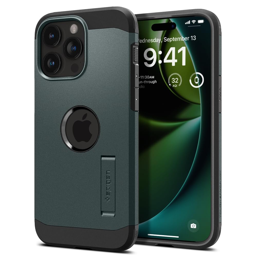 Spigen Tough Armor MagFit Designed for iPhone 15 Case (2023) [Kickstand] [Military-Grade Protection] Compatible with MagSafe - Black