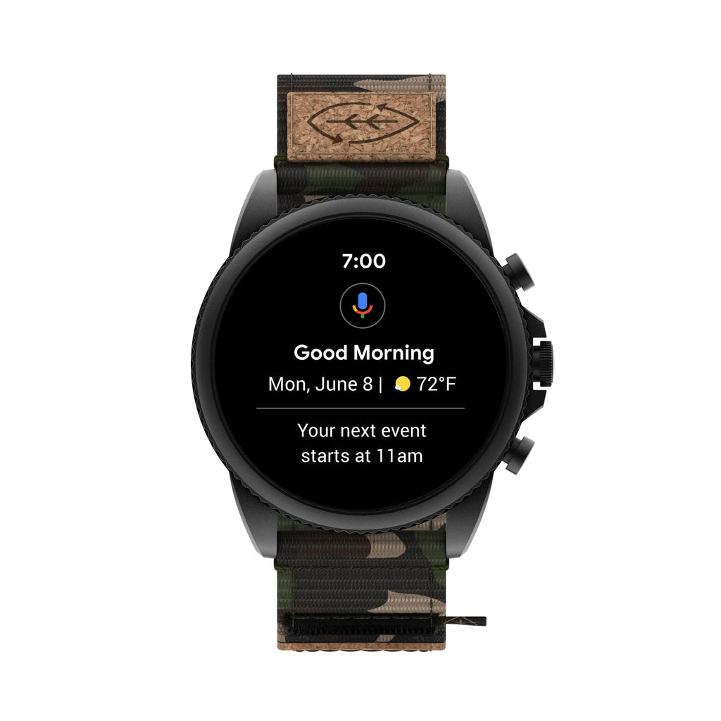Fossil Men's Gen 6 44mm Stainless Steel and Silicone Touchscreen Smart Watch, Color: Black (Model: FTW4061V)