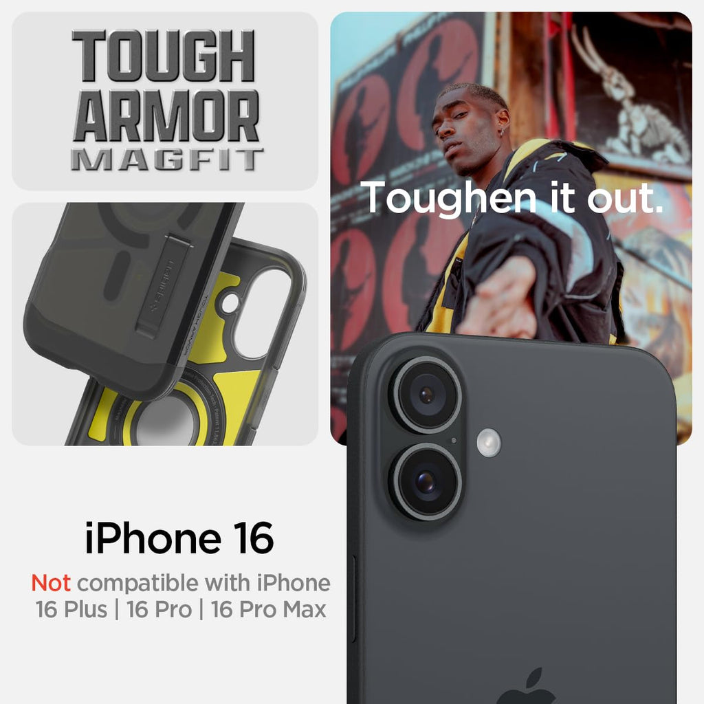 Spigen Tough Armor MagFit Designed for iPhone 15 Case (2023) [Kickstand] [Military-Grade Protection] Compatible with MagSafe - Black