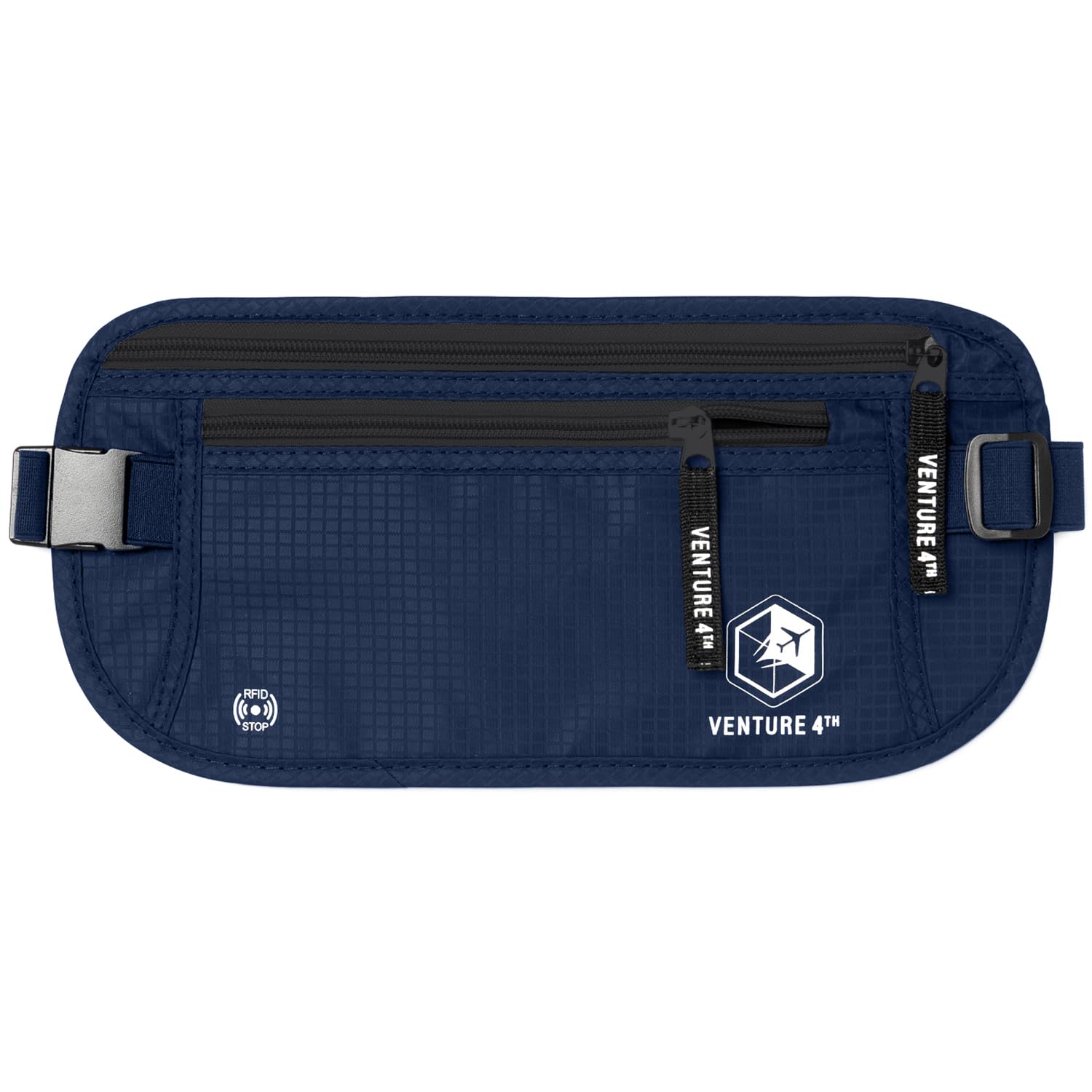 VENTURE 4TH Money Belt for Travel – Hidden Under-Clothes RFID Blocking Passport Holder & Slim Travel Wallet Pouch for Men & Women to Protect Cash, Cards & Documents (Gray)