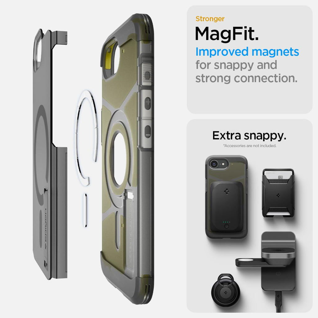 Spigen Tough Armor MagFit Designed for iPhone 15 Case (2023) [Kickstand] [Military-Grade Protection] Compatible with MagSafe - Black